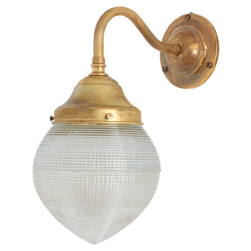 Antique Holophane Prismatic Glass Church Kitchen Island Brass Wall Light Sconce