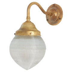 Antique Holophane Prismatic Glass Church Kitchen Island Brass Wall Light Sconce