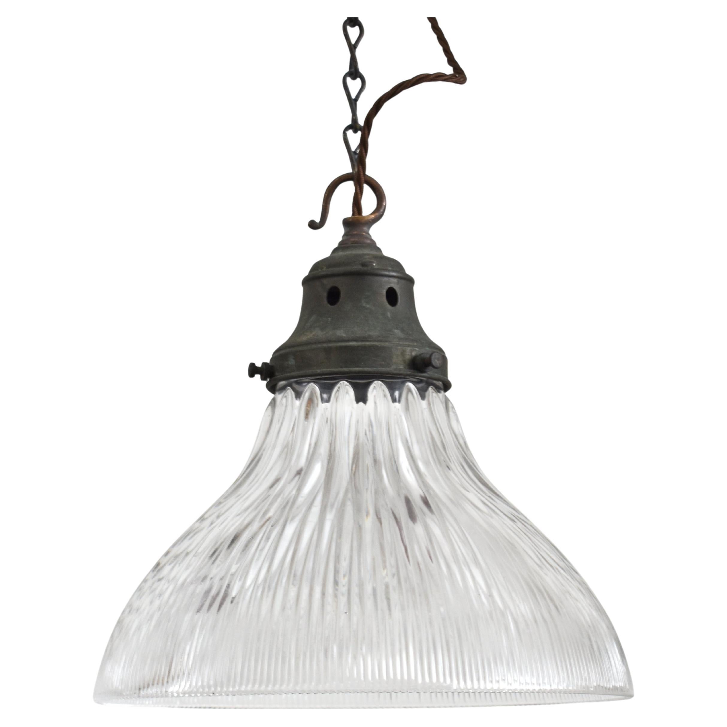 Antique Holophane Prismatic Glass Church Pendant Light