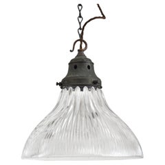 Antique Holophane Prismatic Glass Church Pendant Light