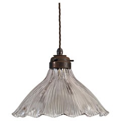 Antique Holophane Prismatic Glass Church Pendant Light