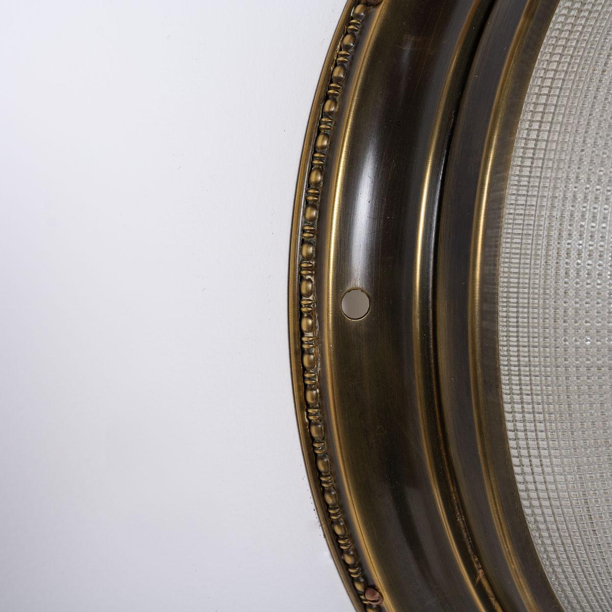 British Antique Holophane Prismatic Star Cut Glass Blondel Bowl Flush Light Fitting