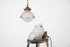 Antique Holophane 'Reflector-Refractor' Prismatic Glass Pendant Lamps, c.1920