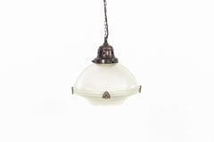 Antique Holophane Reflector-Refractor Prismatic Glass Pendant Light, c.1920