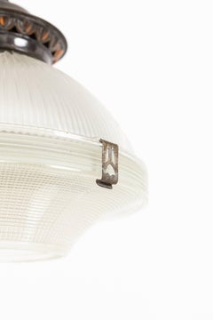 Antique Holophane Reflector-Refractor Prismatic Glass Pendant Light, c.1920