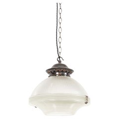 Antique Holophane Reflector-Refractor Prismatic Glass Pendant Light, c.1920