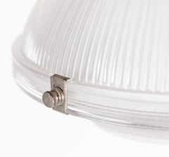Antique Holophane 'Reflector-Refractor' Prismatic Glass Pendant Light Lamp. 1920