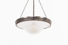 Antique Holophane 'Ripple-Lite' Prismatic Glass Plafonnier Ceiling Light, c.1920
