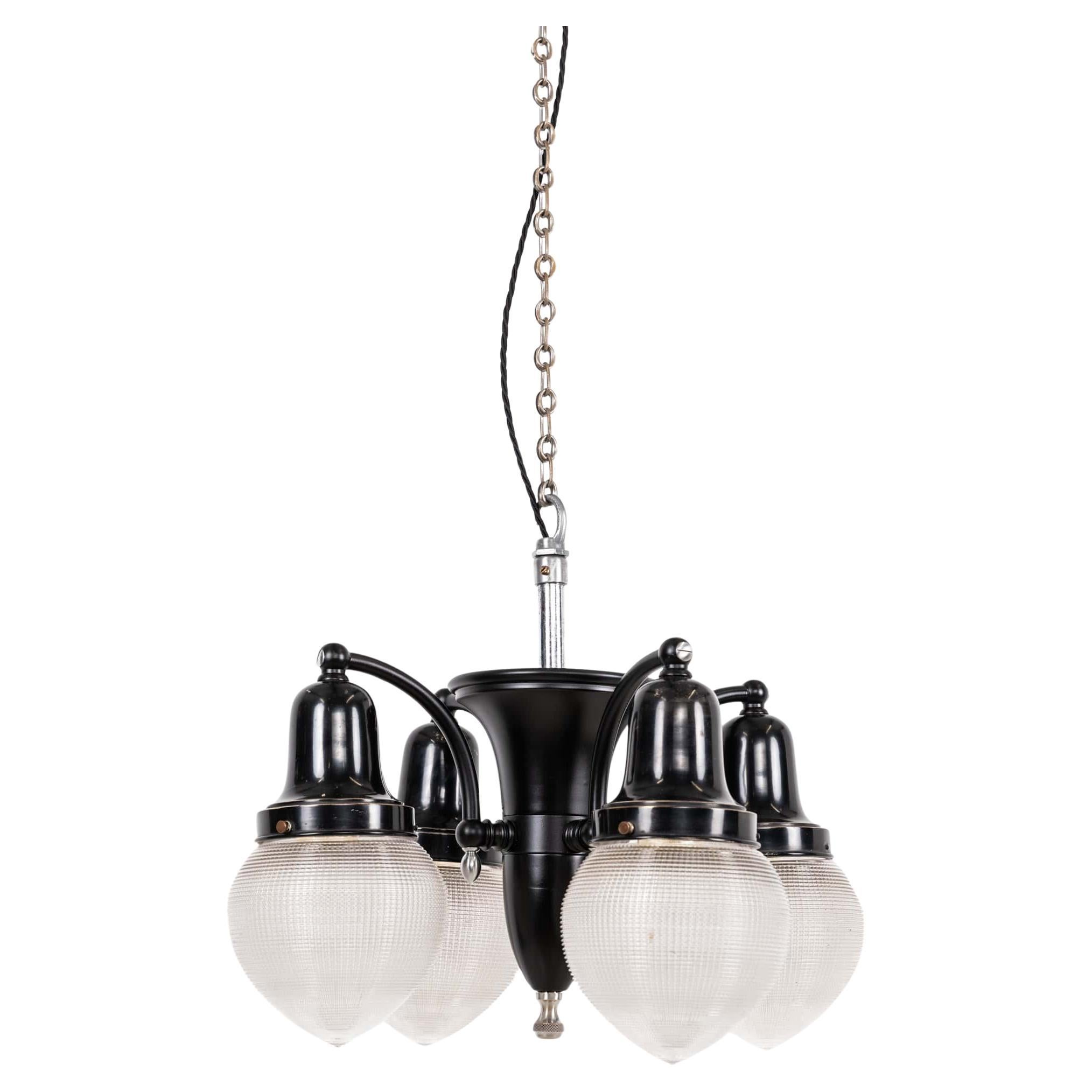 Antique Holophane / Dentists Cluster Chandelier Light Pendant, C.1920 en vente