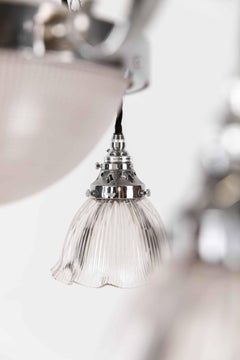 Antique Holophane 'Stiletto' Prismatic Glass Chandelier Light, C.1915