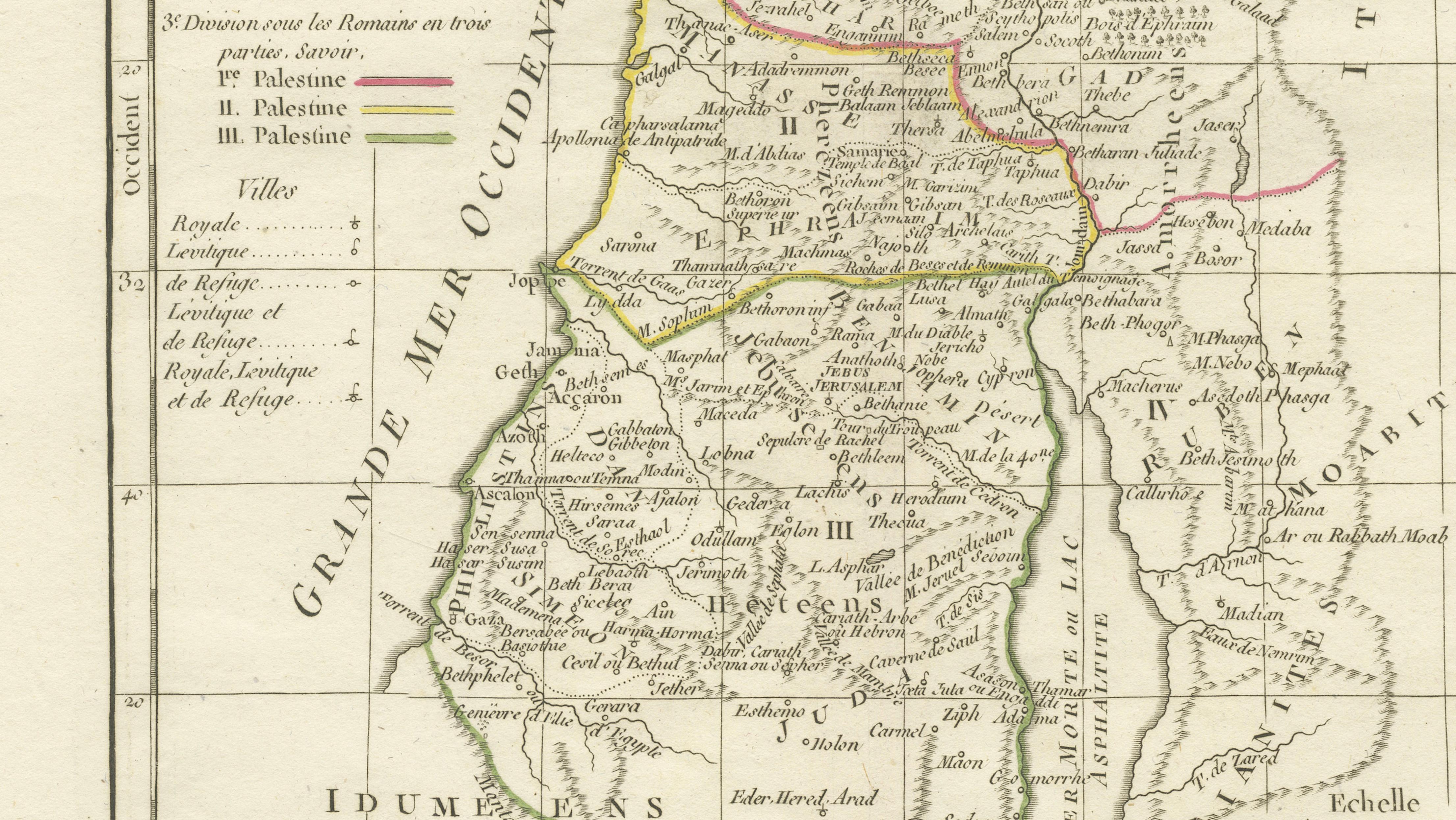 Antique Holy Land Map, Judée ou Terre Sainte, Robert de Vaugondy, 1806