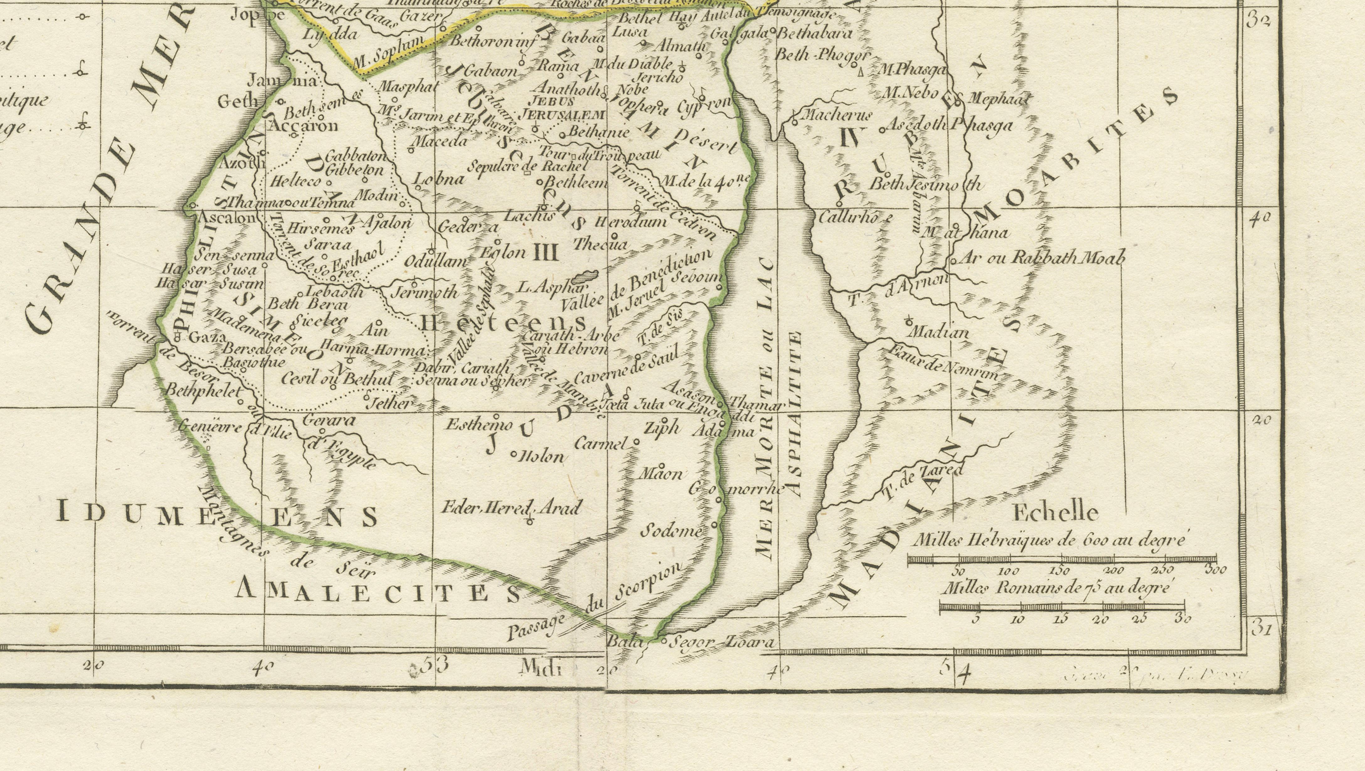 Antique Holy Land Map, Judée ou Terre Sainte, Robert de Vaugondy, 1806
