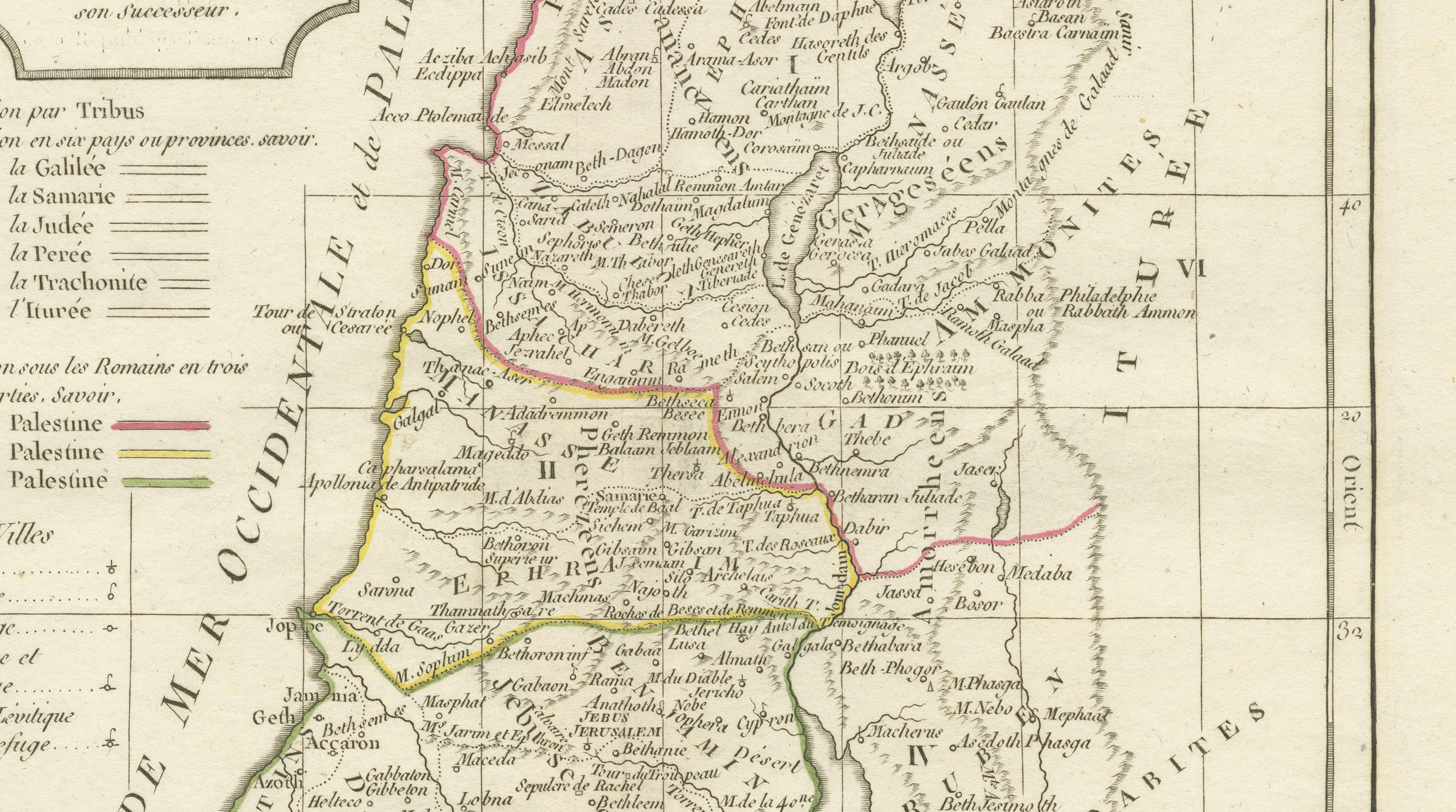 Antique Holy Land Map, Judée ou Terre Sainte, Robert de Vaugondy, 1806