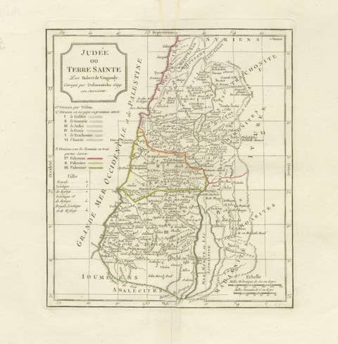 Antique Holy Land Map, Judée ou Terre Sainte, Robert de Vaugondy, 1806