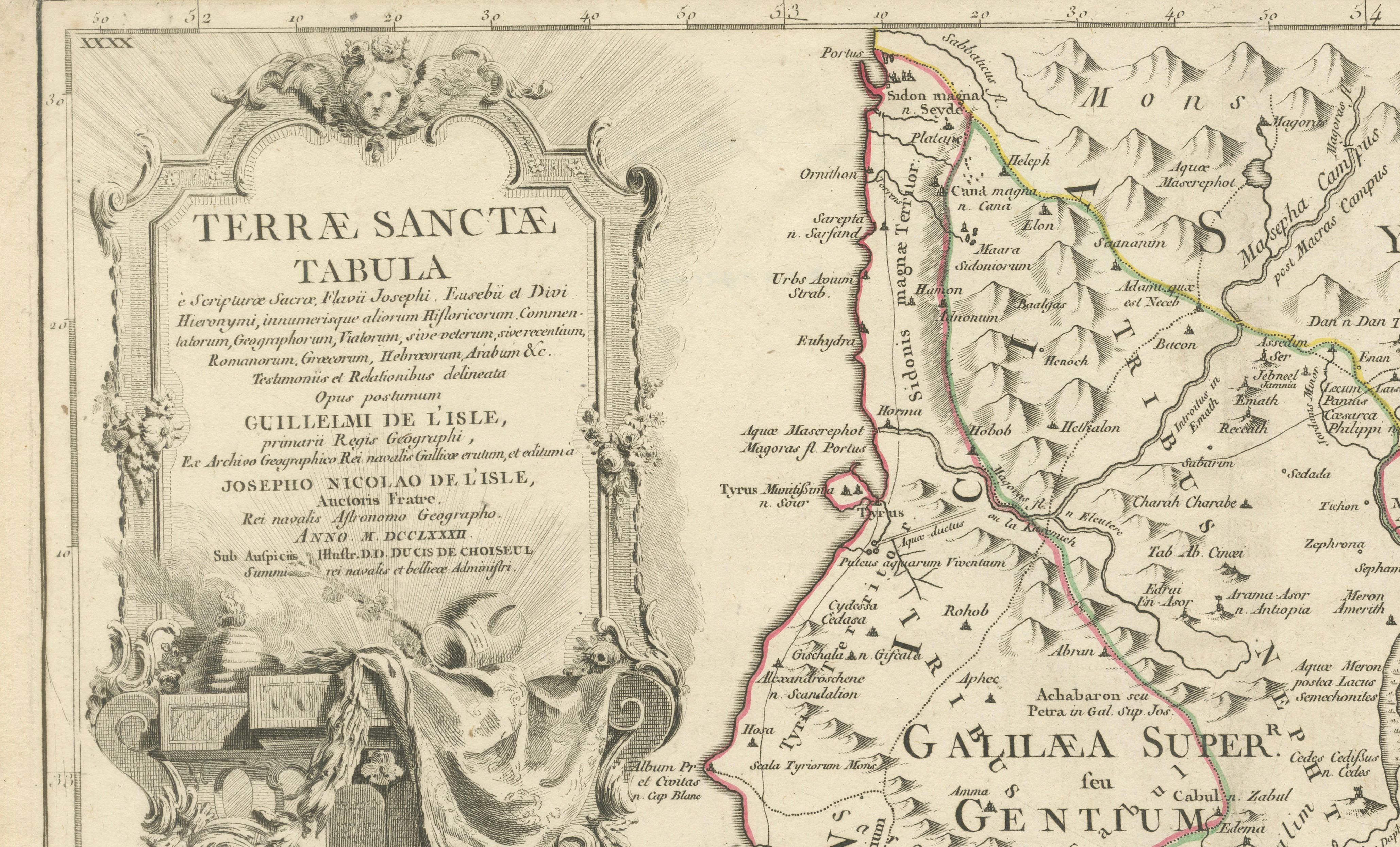 Antique Holy Land Map, Terrae Sanctae Tabula – Guillaume De L’Isle, 1782