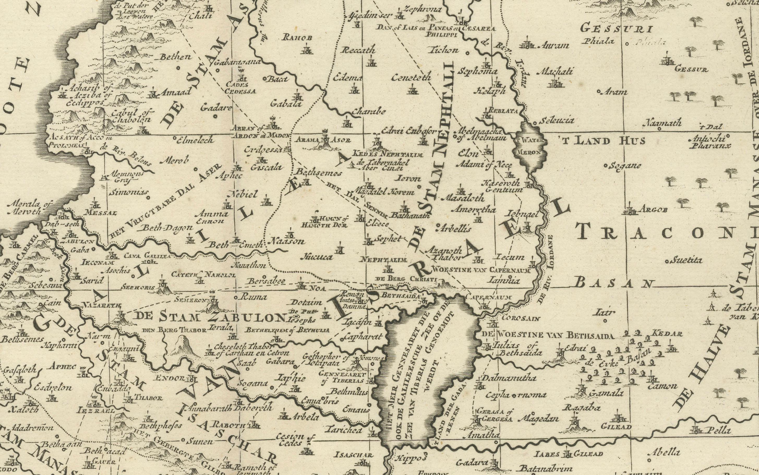 Antique Holy Land Map, Twelve Tribes of Israel – Covens & Mortier, c.1700