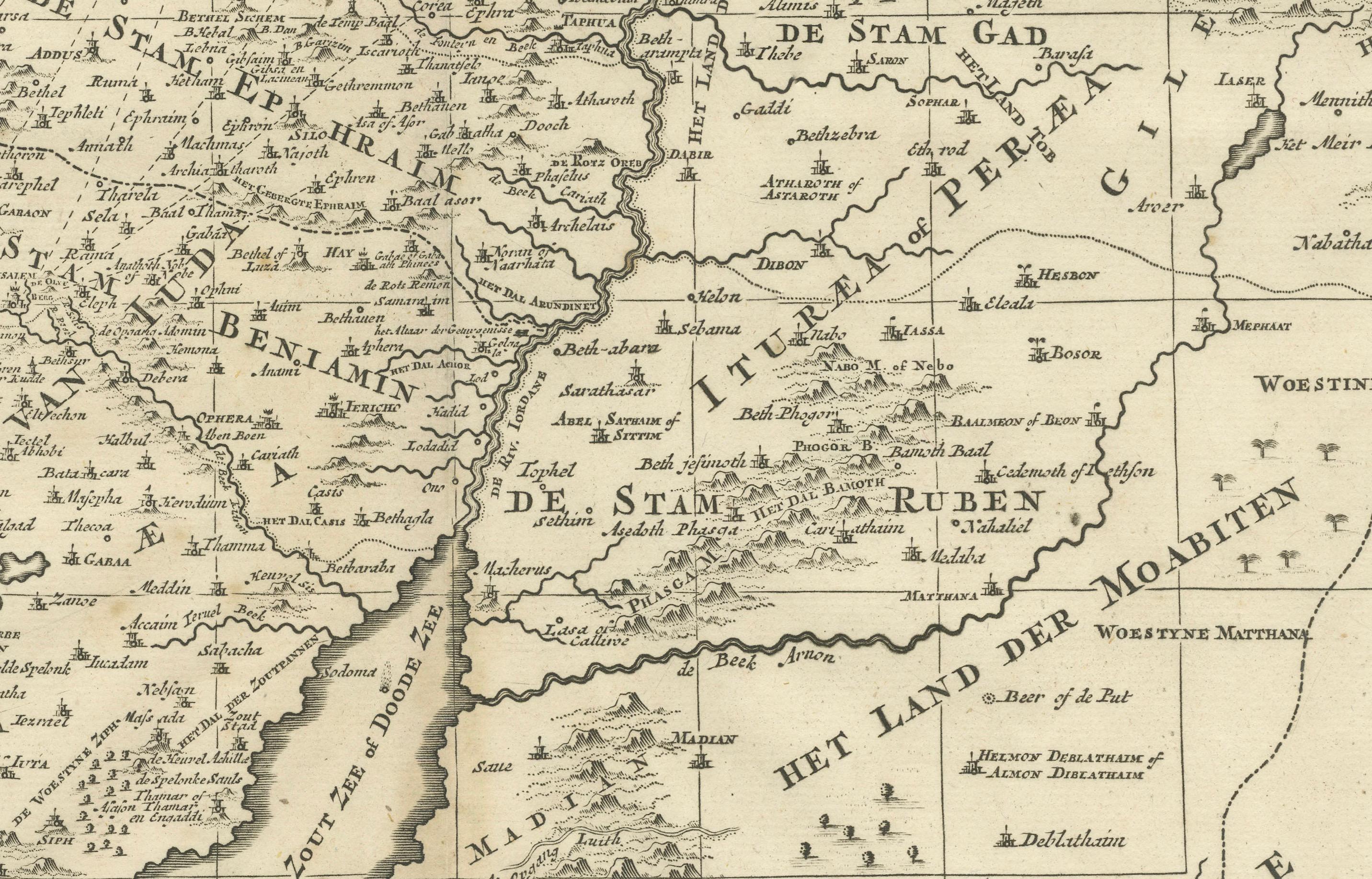 Antique Holy Land Map, Twelve Tribes of Israel – Covens & Mortier, c.1700