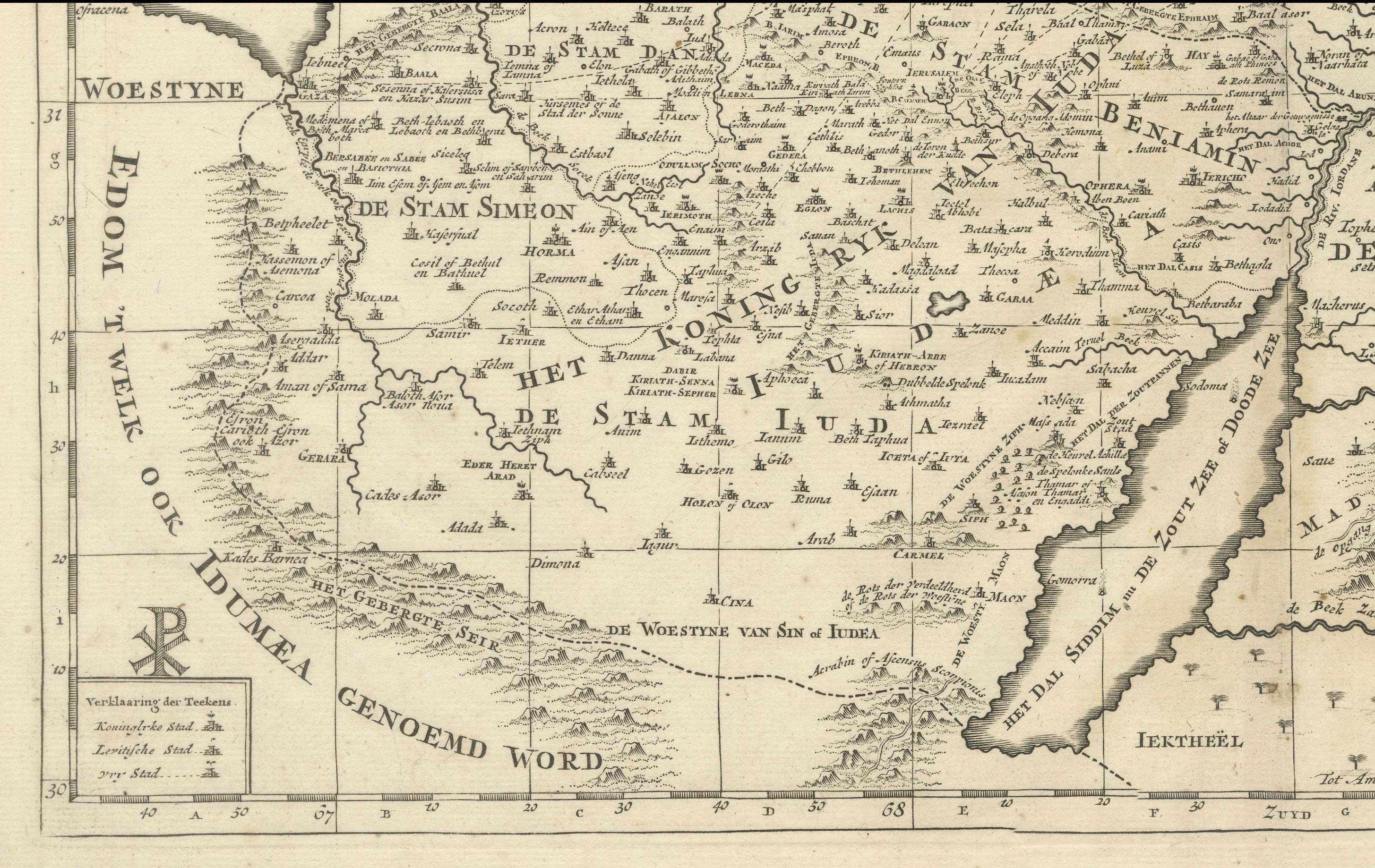 Antique Holy Land Map, Twelve Tribes of Israel – Covens & Mortier, c.1700