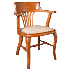 Antique Home Office Desk Chair, English, Oak, Drawing Room Elbow Seat, Edwardian
