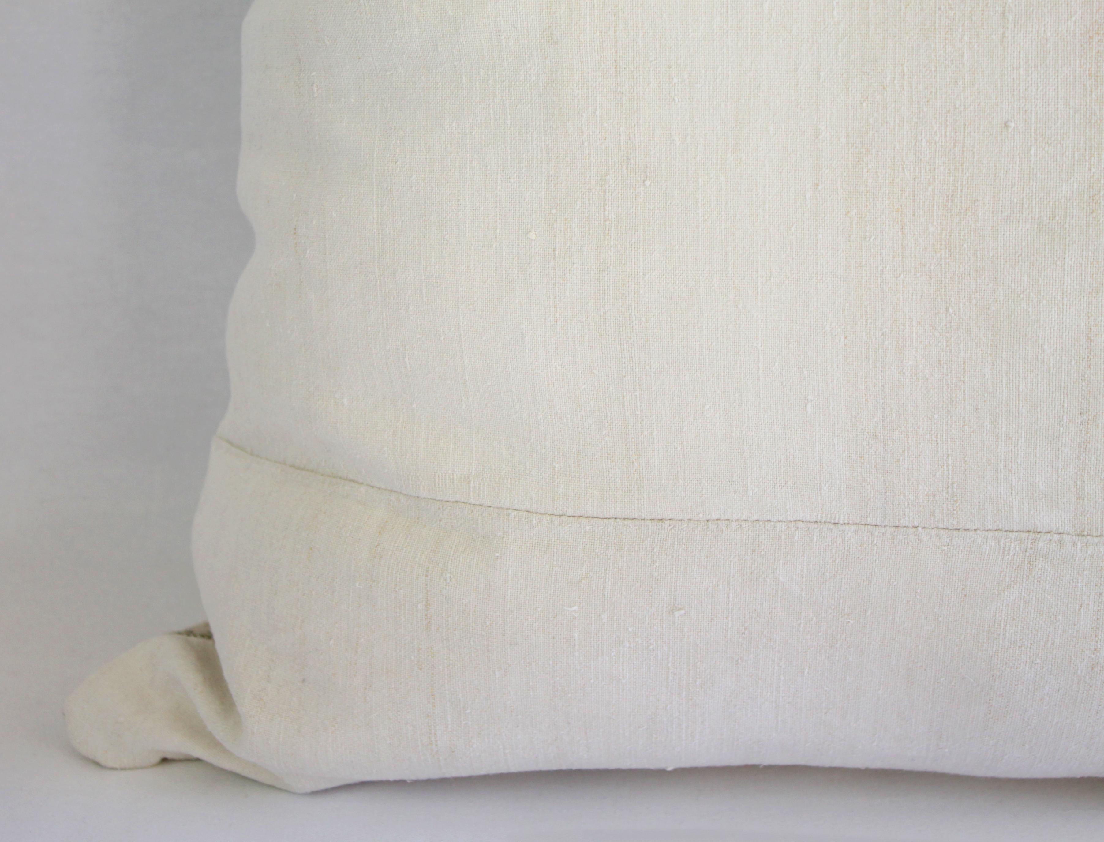 Antique Homespun Linen and Striped Grain Sack Pillow 5