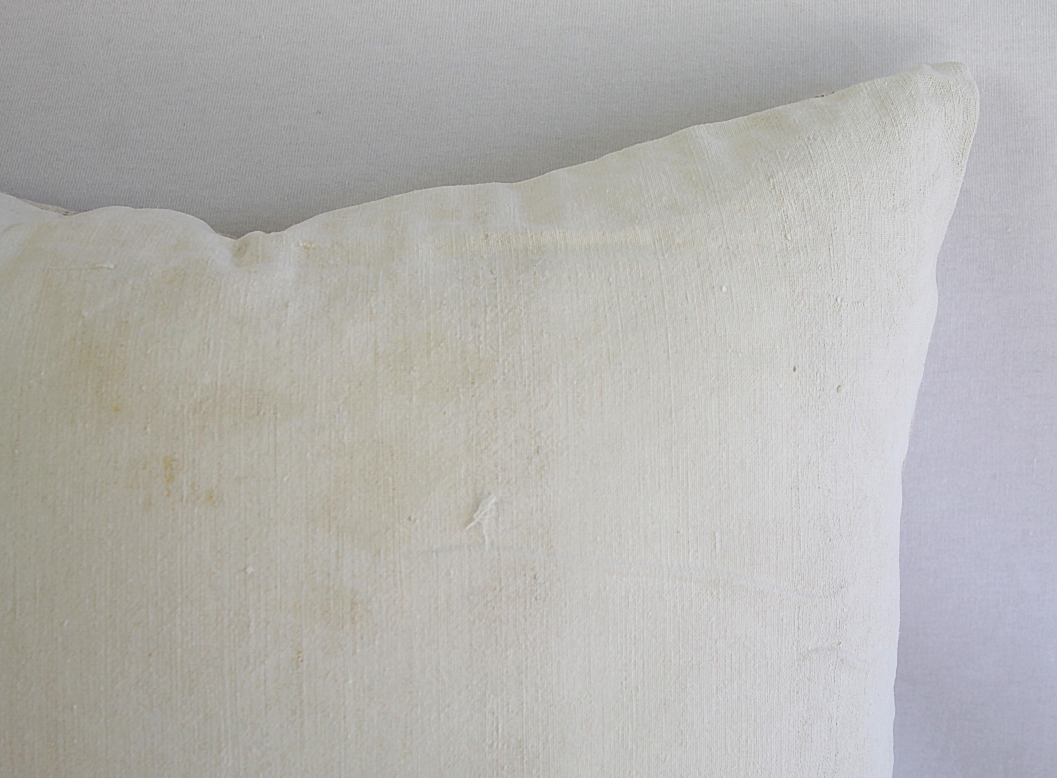 Antique Homespun Linen and Striped Grain Sack Pillow 4