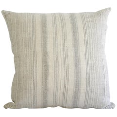 Antique Homespun Linen and Striped Grain Sack Pillow
