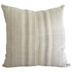 Antique Homespun Linen and Striped Grain Sack Pillow