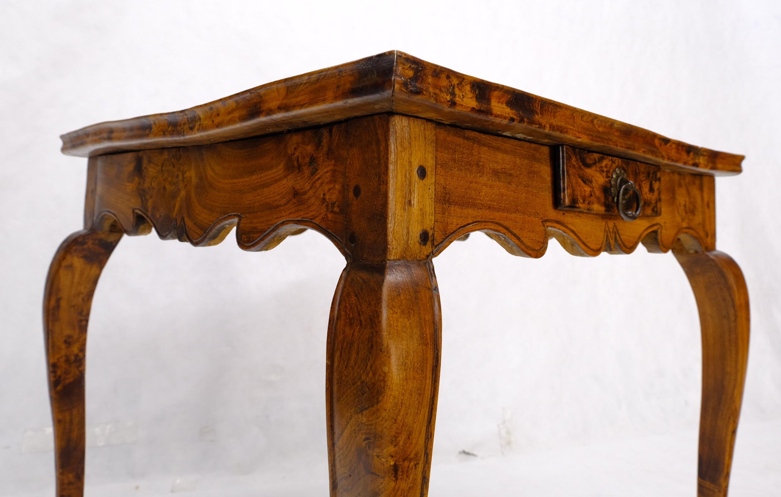 Antique Honey Amber Tone Solid Carved Burl Wood Square Game Dinette Table 3
