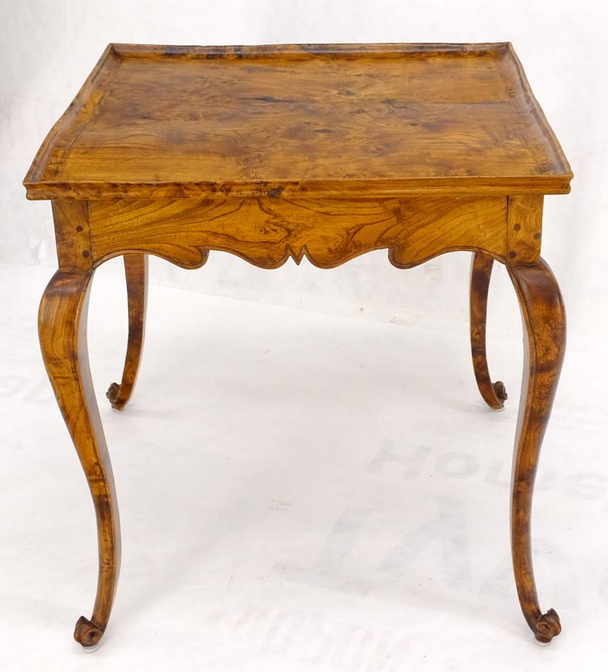 Antique Honey Amber Tone Solid Carved Burl Wood Square Game Dinette Table 7