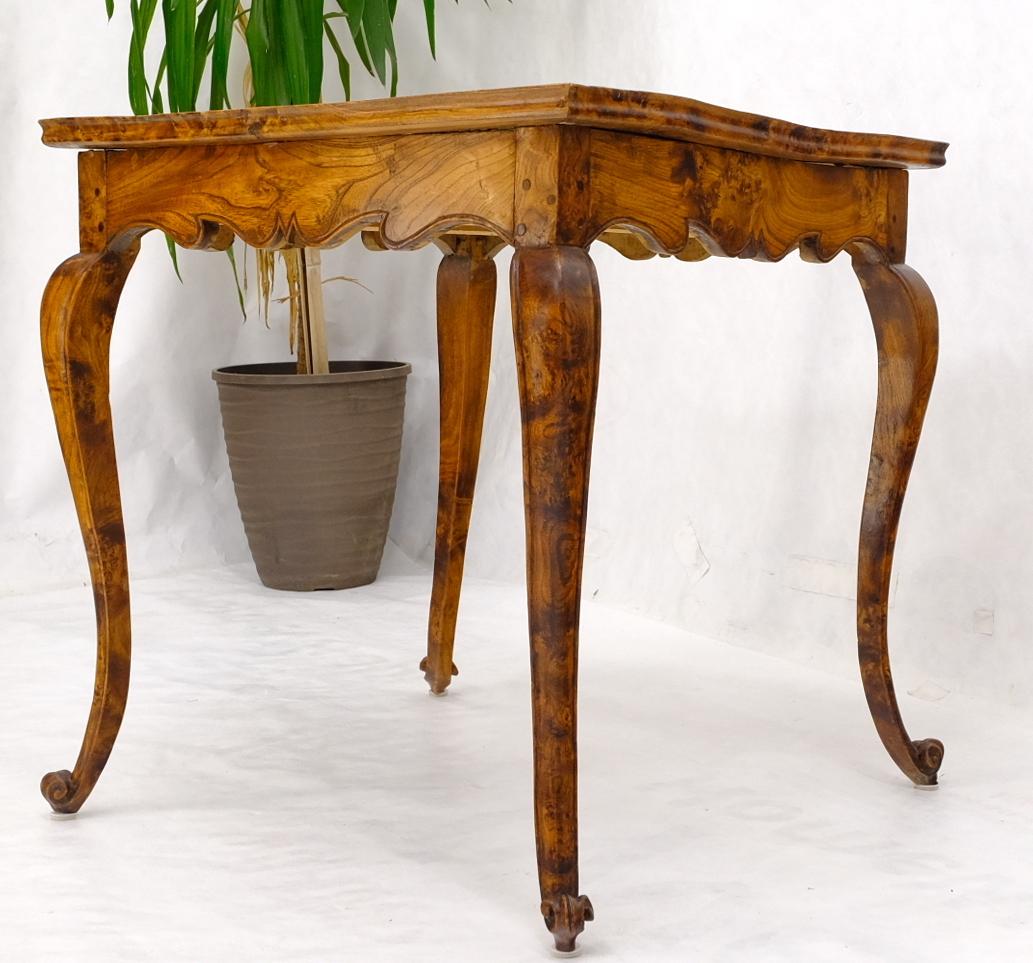 Antique Honey Amber Tone Solid Carved Burl Wood Square Game Dinette Table 8