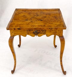 Antique Honey Amber Tone Solid Carved Burl Wood Square Game Dinette Table