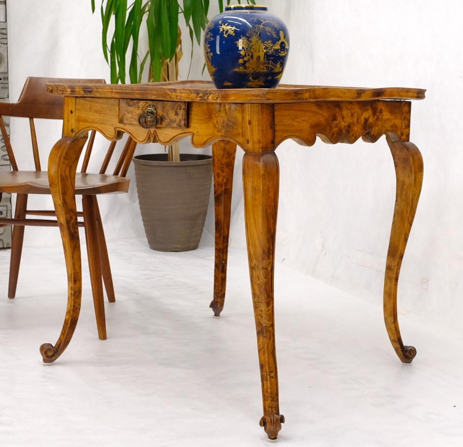 19th Century Antique Honey Amber Tone Solid Carved Burl Wood Square Game Dinette Table