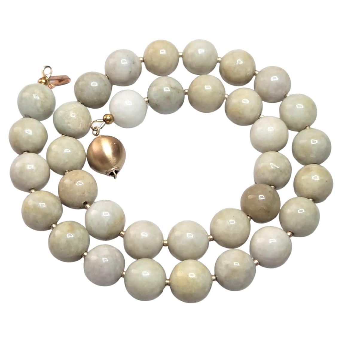 Antique Honey Tan Jade Necklace For Sale