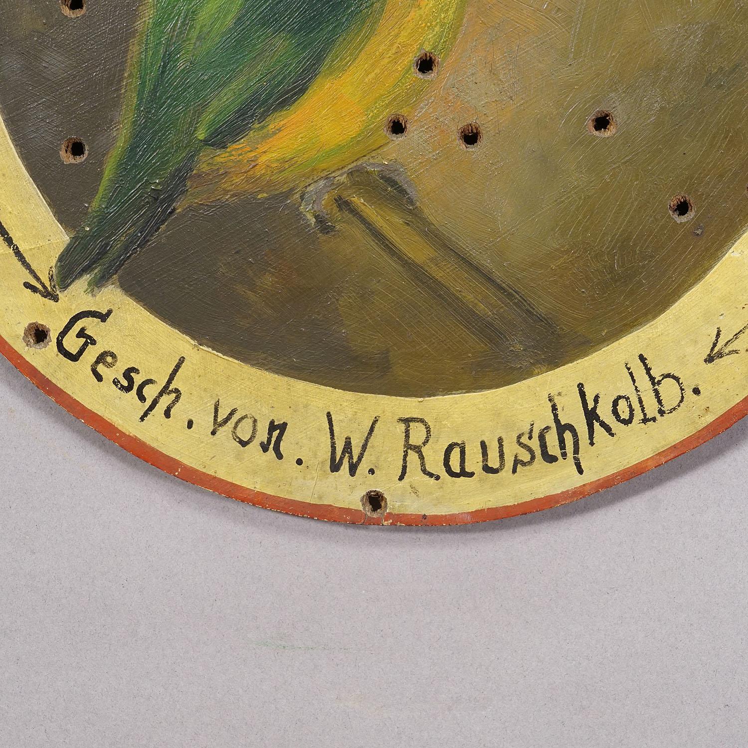 Antique Honor Shooting Target with Black-Headed Parrot, Germany 1933 In Good Condition For Sale In Berghuelen, DE
