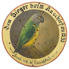 Antikes Honor Shooting Target mit schwarz gefärbtem Papagei, Deutschland 1933