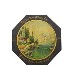 Antique Honor Target Landscape with Lake and Mountains, Germany 1925