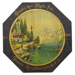 Antique Honor Target Landscape with Lake and Mountains, Germany 1925