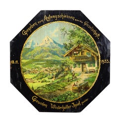 Antique Honor Target with Alpine Landscape and Chalet, Germany 1933