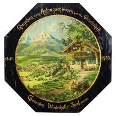 Antique Honor Target with Alpine Landscape and Chalet, Germany 1933