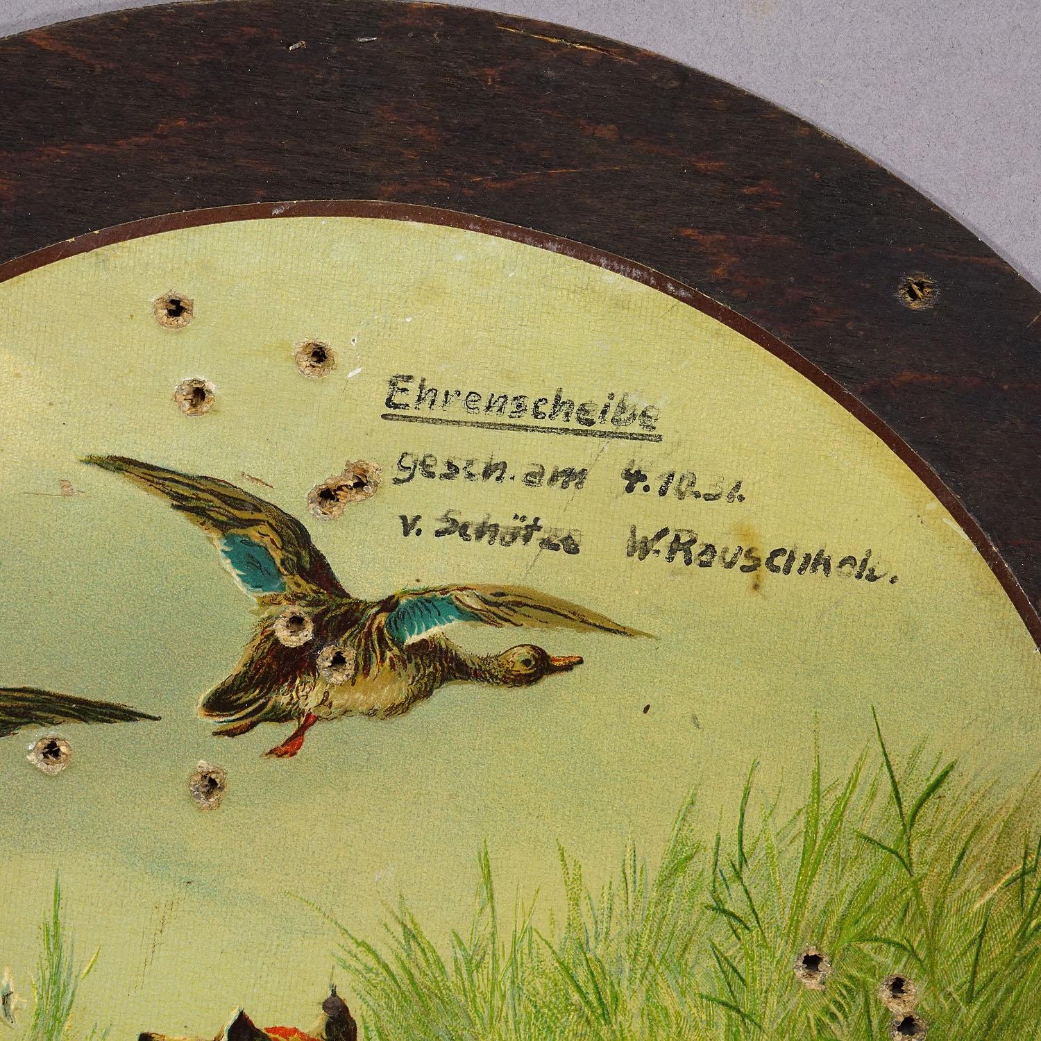 Country Cible d'honneur ancienne avec renard et canards, Allemagne, années 1930 en vente