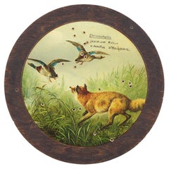 Antike Ehrenscheibe mit Fuchs und Enten, Deutschland 1930er Jahre