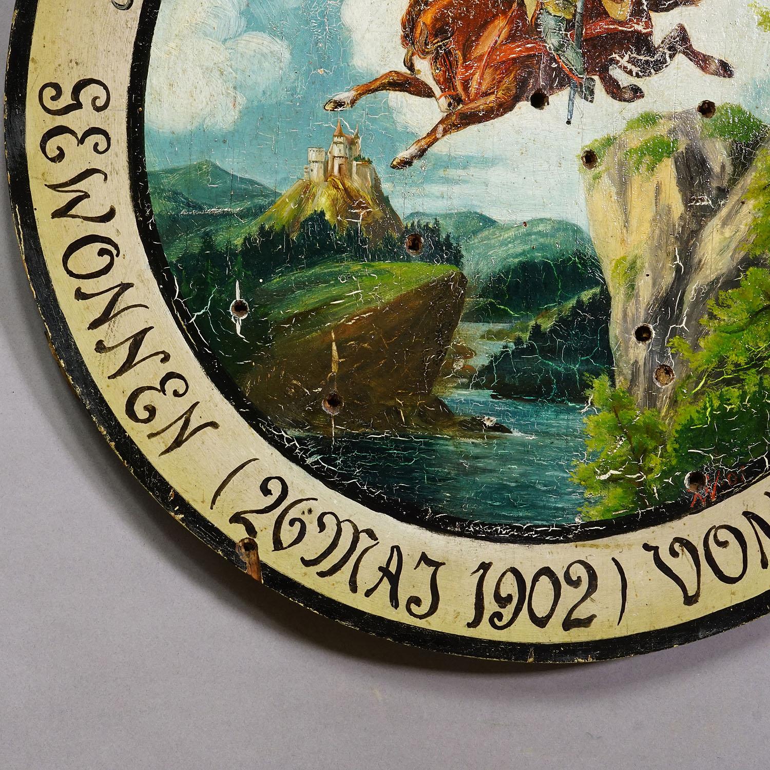 Antique Honor Target with Knight and Castle 1902 (Land) im Angebot