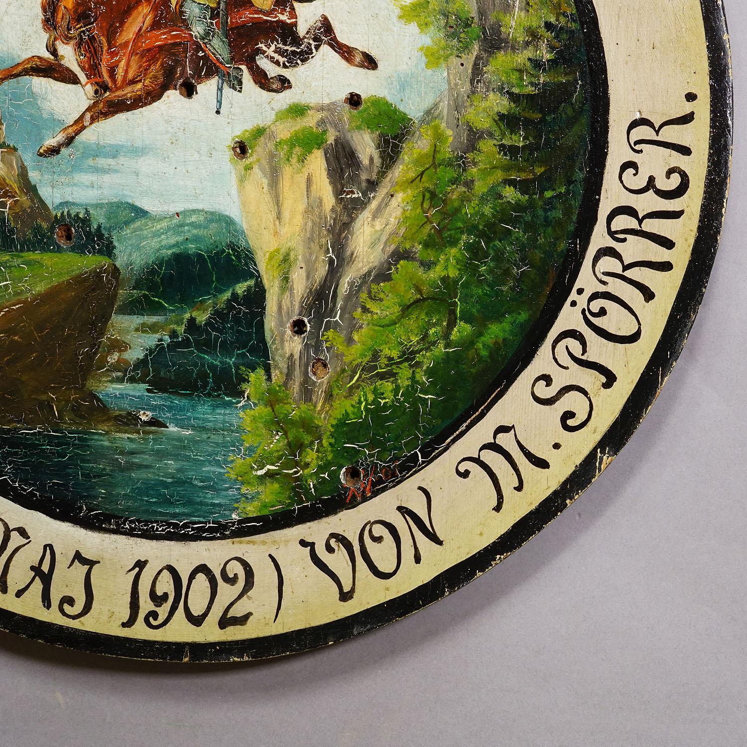 Antique Honor Target with Knight and Castle 1902 (Deutsch) im Angebot