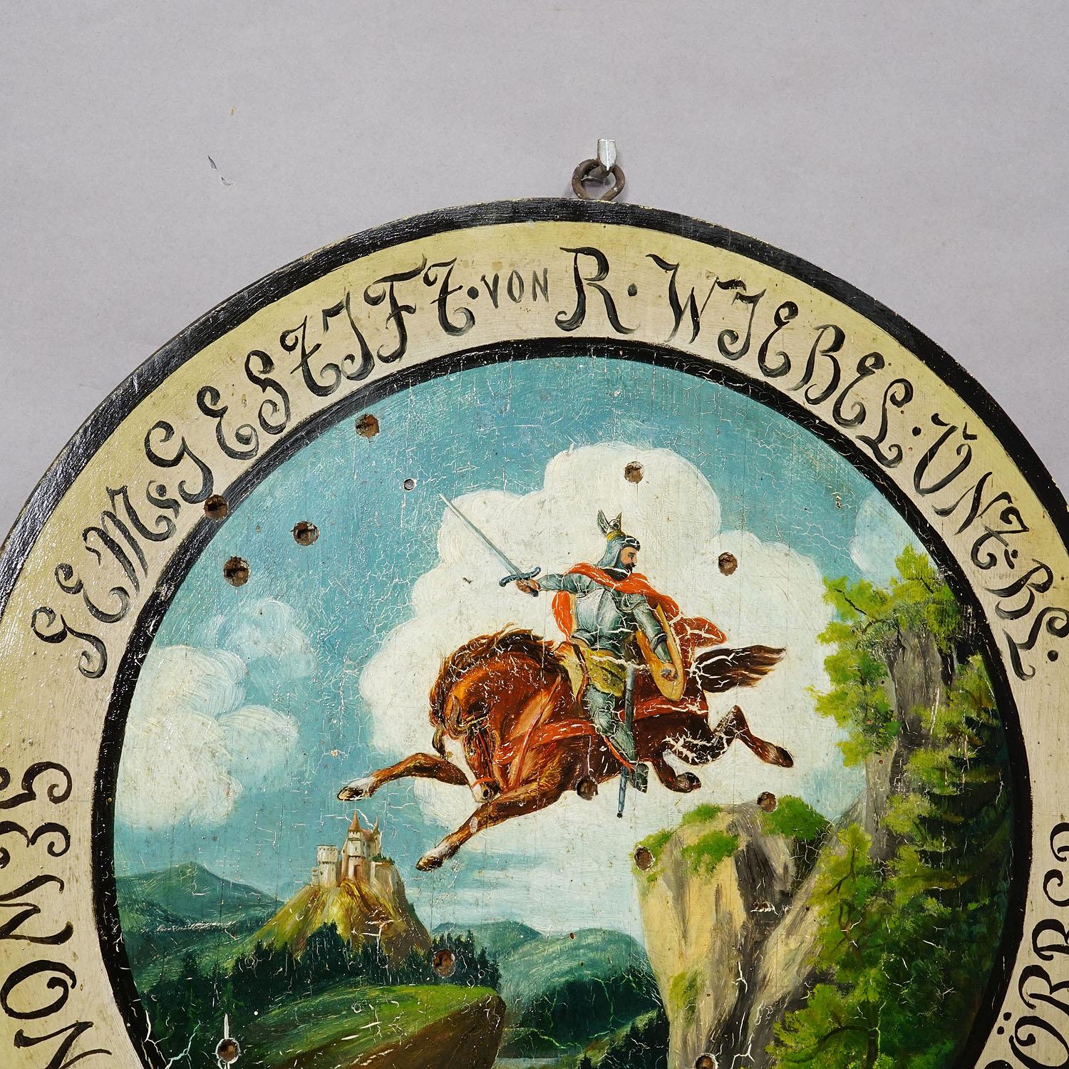 Antique Honor Target with Knight and Castle 1902 im Zustand „Gut“ im Angebot in Berghuelen, DE