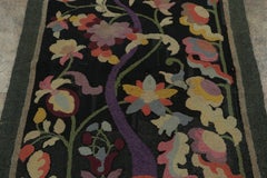 Antique Hooked Floral Tree Rug with Botanical Garden Design - Rug & Kilim