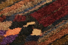 Antique Hooked Geometric Rug in Beige-Brown Tones  Rug & Kilim
