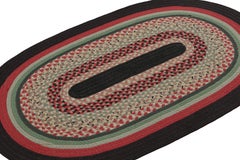 Antique Hooked Oval Rug with Polychromatic Braided Stripes, from Rug & Kilim