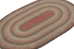 Antique Hooked Oval Rug with Polychromatic Braided Stripes, from Rug & Kilim