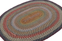 Antique Hooked Oval Rug with Polychromatic Braided Stripes, from Rug & Kilim