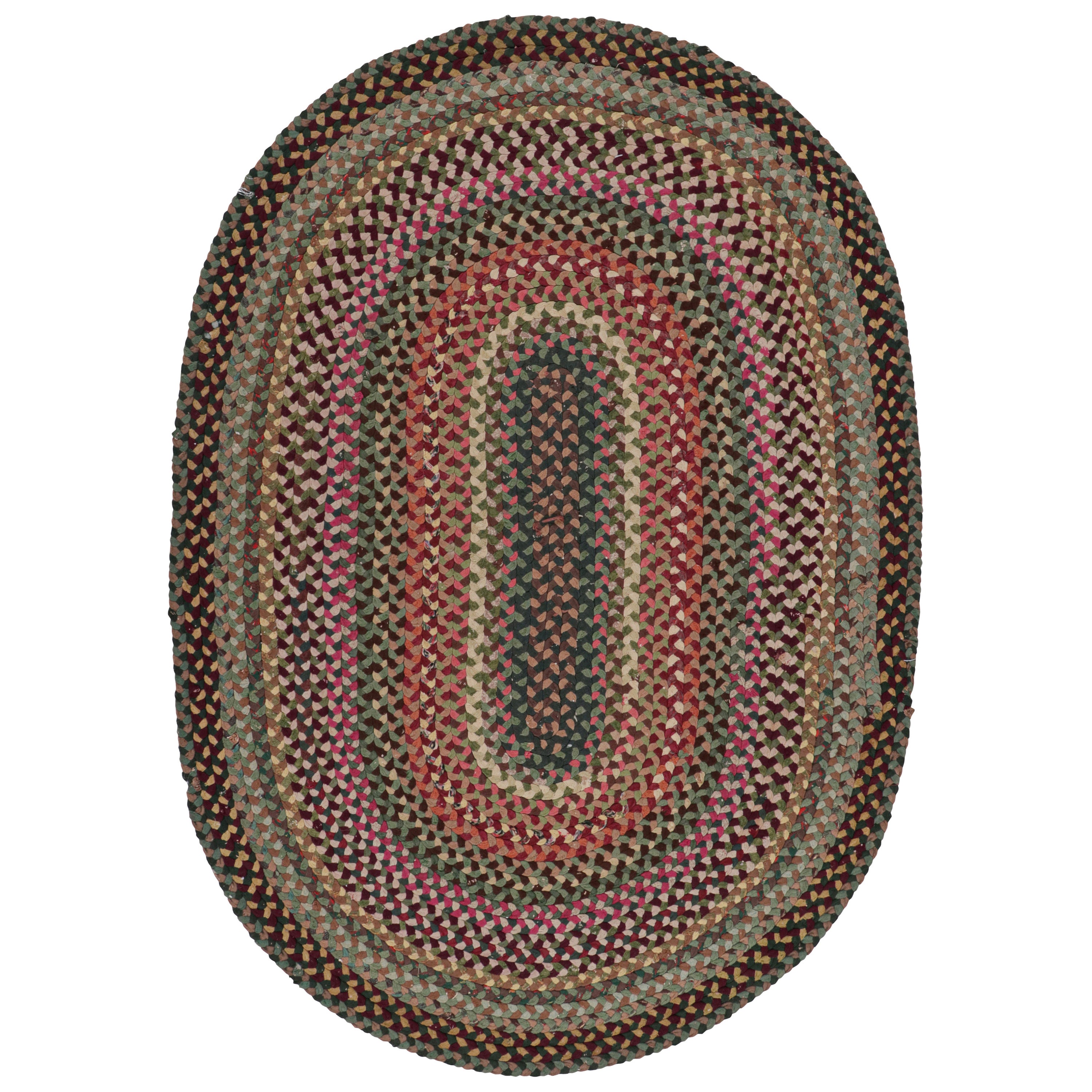 Tapis ovale à capuche antique avec rayures tressées polychromes, de Rug & Kilim